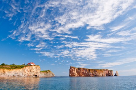 Landscape, blue sky, Percé Rock